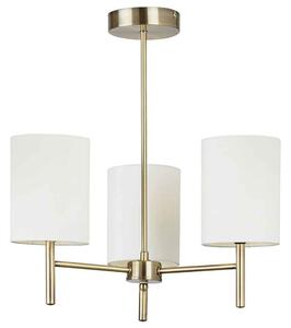 Alva White Glass Faux Shades 3 Ceiling Light In Antique Brass