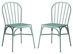 Frisco Retro Light Blue Metal Garden Side Chairs In Pair