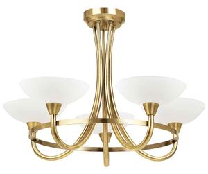 Auburn Glass 5 Ceiling Light With Steel Frame In Antique Brass