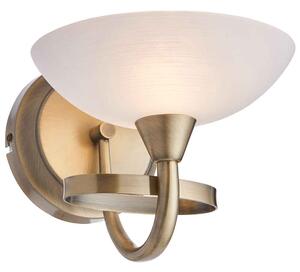 Auburn Glass Wall Light With Steel Frame In Antique Brass