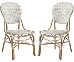 Edinburg Natural Rattan Bar Chairs With Wooden Frame In Pair