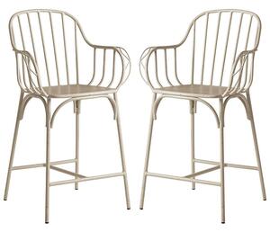 Frisco Retro White Metal Bar Stools In Pair