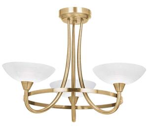 Auburn Glass 3 Ceiling Light With Steel Frame In Antique Brass