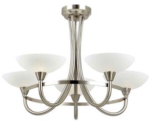 Auburn Glass 5 Ceiling Light With Steel Frame In Satin Chrome