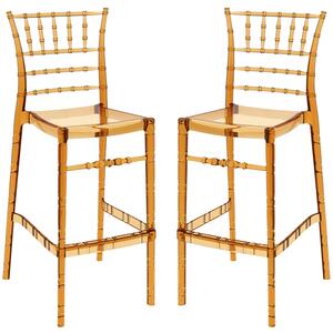 Calhoun Amber Transparent Polycarbonate Bar Stools In Pair