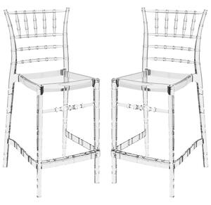 Calhoun Clear Transparent Polycarbonate Bar Stools In Pair
