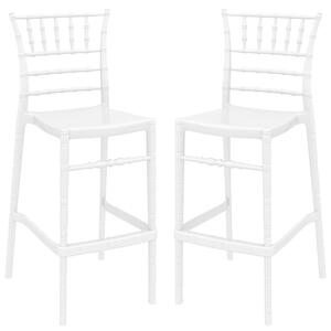 Calhoun Glossy White Polycarbonate Bar Stools In Pair