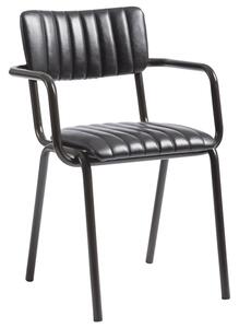 Toulouse Faux Leather Stacking Armchair In Vintage Black
