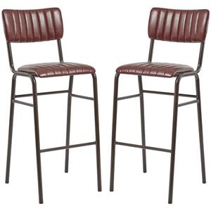 Toulouse Vintage Red Faux Leather Bar Stools In Pair