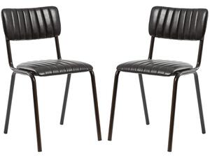 Toulouse Vintage Black Faux Leather Stacking Bar Chairs In Pair