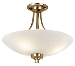Augusta Glass Semi Flush Ceiling Light In Antique Brass
