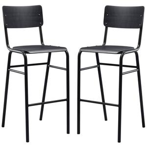 Toulouse Black Wooden Stacking Bar Stools In Pair