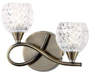 Barco Glass 2 Wall Light With Steel Frame In Antique Brass