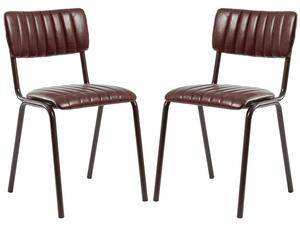 Toulouse Vintage Red Faux Leather Stacking Bar Chairs In Pair