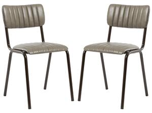 Toulouse Vintage Dark Grey Faux Leather Stacking Bar Chairs In Pair