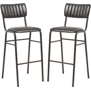 Toulouse Vintage Black Faux Leather Bar Stools In Pair