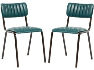 Toulouse Vintage Teal Faux Leather Stacking Bar Chairs In Pair