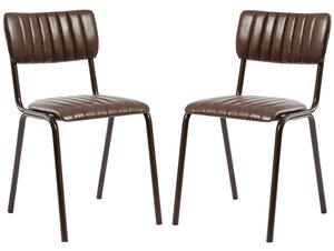 Toulouse Vintage Brown Faux Leather Stacking Bar Chairs In Pair