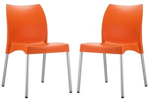 Vienna Orange Polypropylene Dining Chairs In Pair