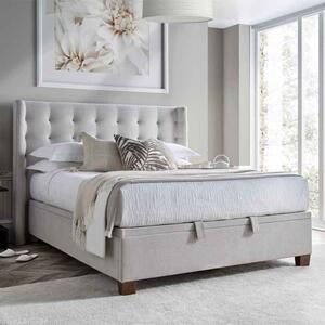 Boone Fabric Ottoman Storage King Size Bed In Maskat Clay