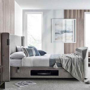 Dale Fabric King Size TV Bed In Light Grey