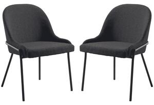 Wayne Dark Grey Fabric Side Dining Chairs In Pair