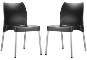 Vienna Black Polypropylene Dining Chairs In Pair