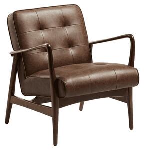 Levittown Faux Leather Lounge Armchair In Vintage Brown