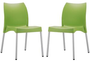 Vienna Mint Green Polypropylene Dining Chairs In Pair