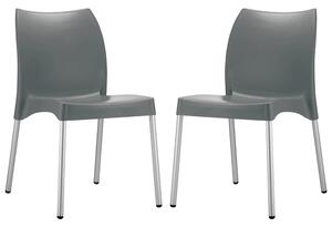 Vienna Dark Grey Polypropylene Dining Chairs In Pair