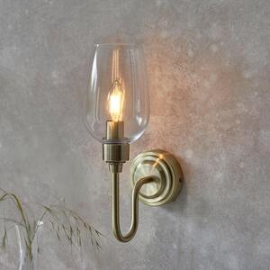 Bastrop Clear Glass Wall Light In Antique Brass