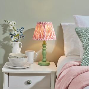 Riyadh Coral Pink 20cm Shade Wood Table Lamp In Cotswold Green