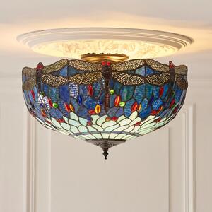 Dearborn Large Tiffany Glass Semi Flush Light In Multicolour