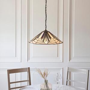 Anqing Tiffany Glass Pendant Ceiling Light In Satin Black