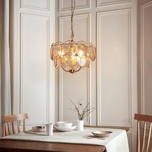 Bemidji 3 Light Textured Glass Pendant Light In Brushed Aged Brass