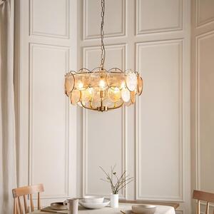 Bemidji 5 Light Textured Glass Pendant Light In Brushed Aged Brass
