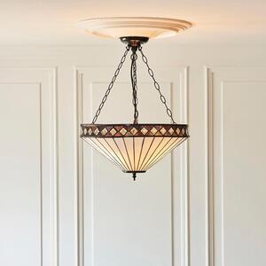 Flint Large Tiffany Glass Inverted Pendant Light In Multicolour
