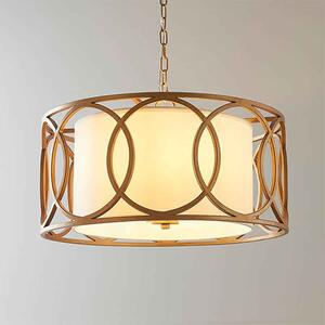 Calhoun Fabric Cylindrical Pendant Light In Brushed Gold Painted