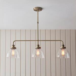 Hartford 3 Light Glass Pendant Ceiling Light In Antique Brass