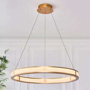 Canton LED Round Metal Pendant Light In Brushed Gold Plated
