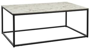 Extro Wooden Rectangular Coffee Table In White Carrara Marble
