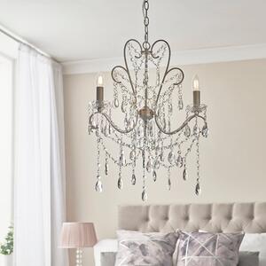 Baraboo 3 Light Glass Pendant Ceiling Light In Aged Silver