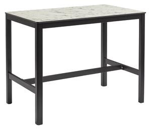 Extro 120cm Wooden Mid Bar Table In White Carrara Marble