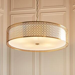Cagney 5 Light White Fabric Shade Pendant Light In Gold