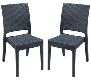 Fishkill Dark Grey Rattan Dining Chairs In Pair