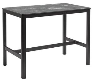 Extro 120cm Wooden Mid Bar Table In Black Marble Textured