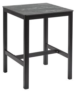 Extro 80cm Wooden Mid Bar Table In Black Marble Textured