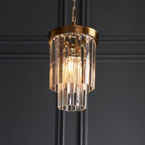 Carmel 1 Light Glass Pendant Light In Brushed Aged Brass