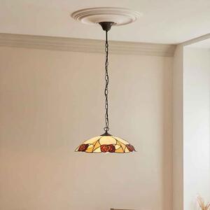 Ingram 3 Light Tiffany Glass Pendant Light In Satin Black