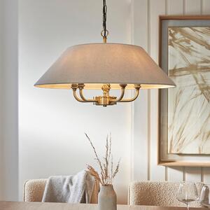 Lahaina 5 Light Fabric Pendant Ceiling Light In Antique Brass